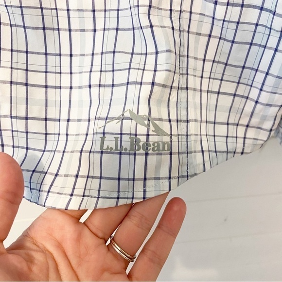 L.L Bean | Nylon Plaid Button Down Top Size Medium - Picture 7 of 13